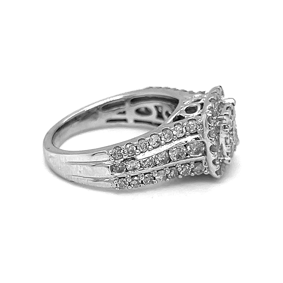 Natural Diamond Illusion set Cocktail Bridal Ring, in White Gold