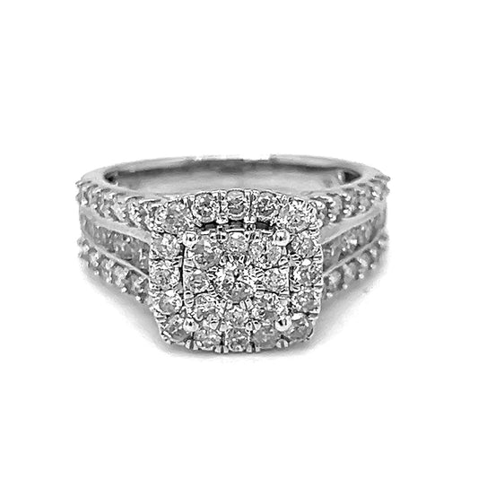 Natural Diamond Illusion set Cocktail Bridal Ring, in White Gold