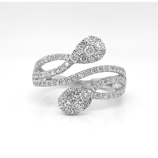 Natural Diamonds Bypass Cocktail Ring, in White Gold