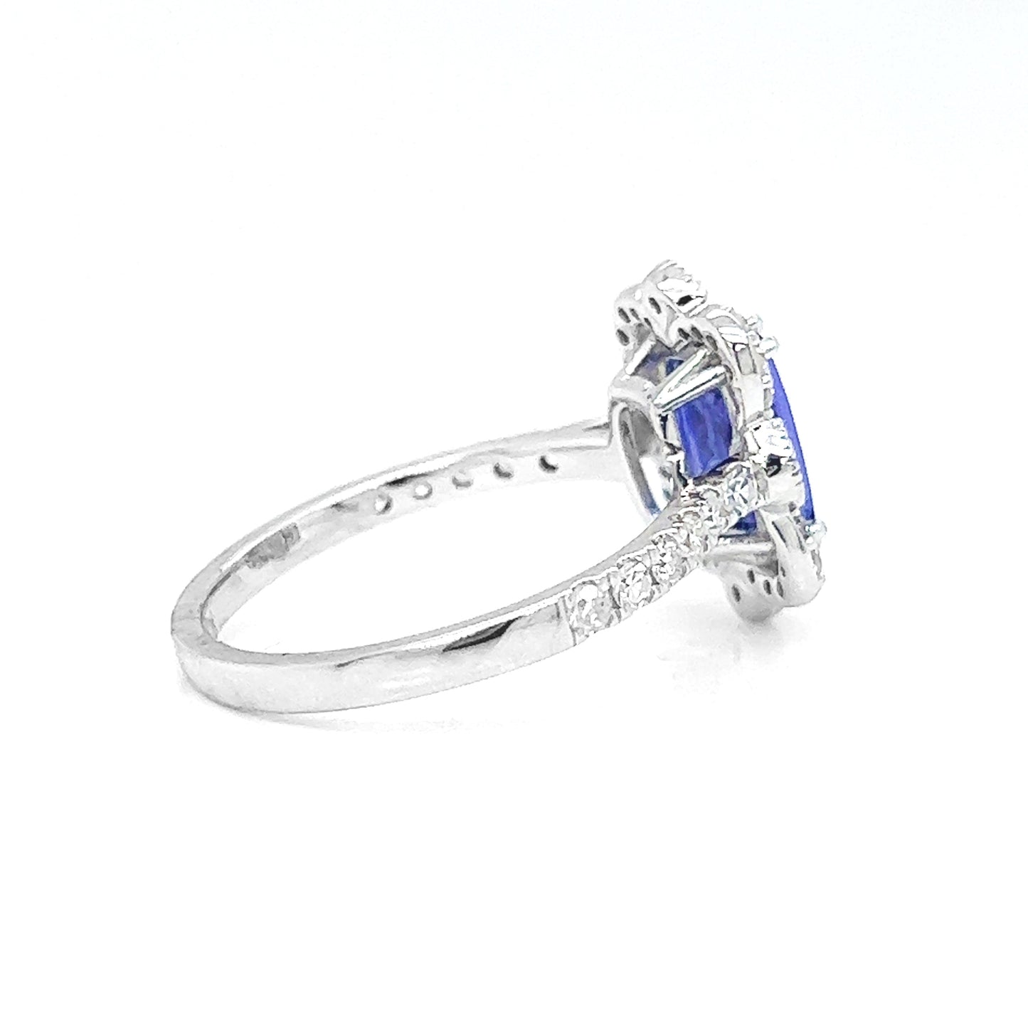 Natural Mined Tanzanite and Diamond Art Deco Cocktail Ring White Gold