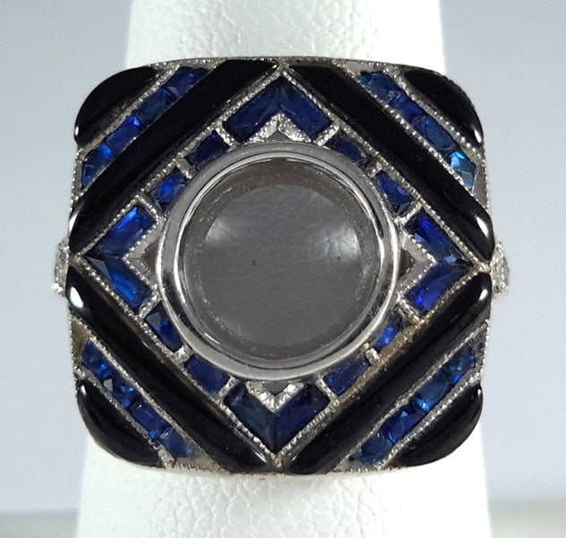 Semi-Mount Art Deco Bridal Ring, in White Gold