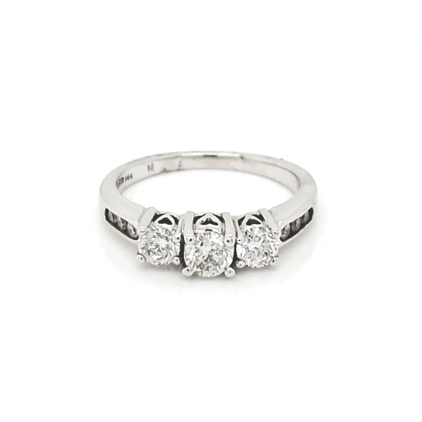 Natural Diamond Bridal 3 Stone Ring, in White Gold - Pre-owned