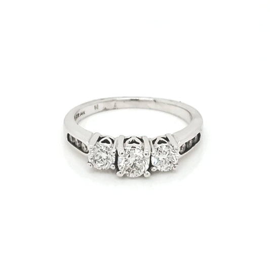 Natural Diamond Bridal 3 Stone Ring, in White Gold - Pre-owned