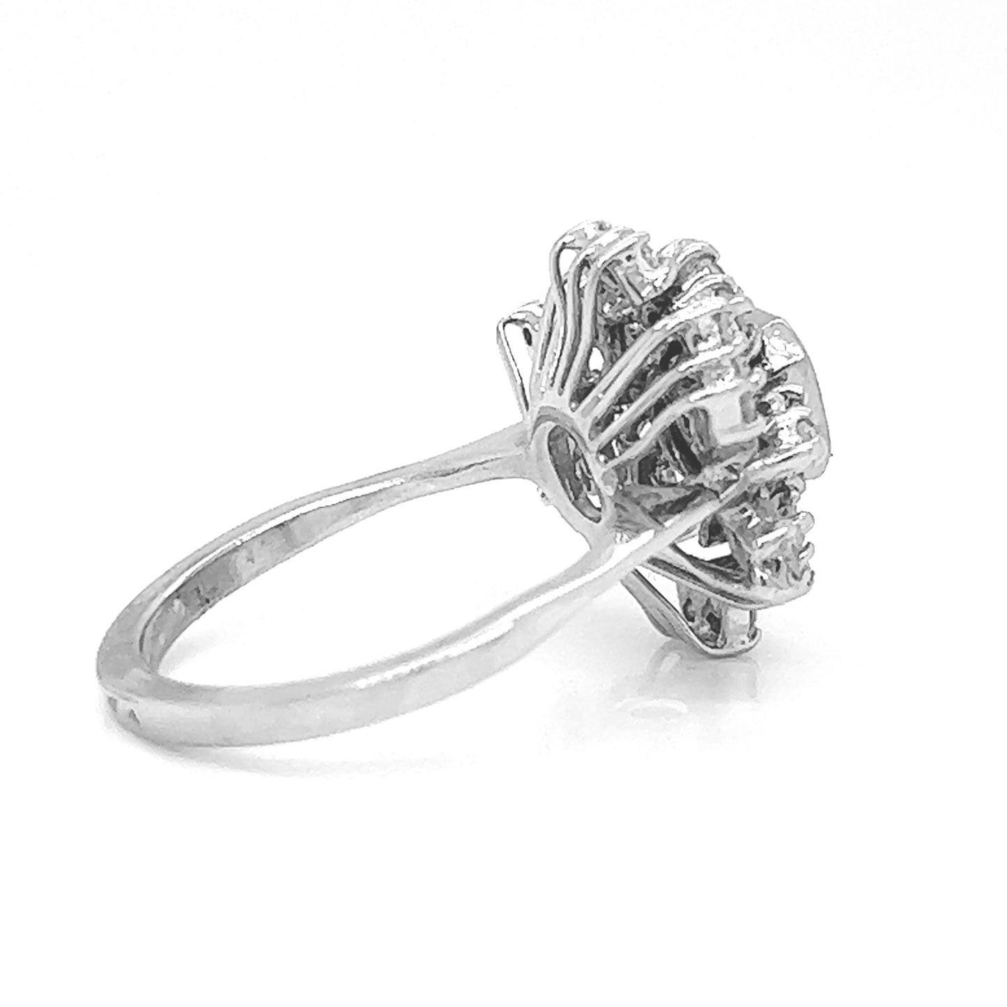 Natural Emerald Diamond Cocktail Ring, in White Gold