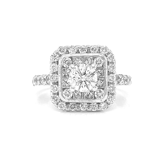 Natural Diamond Halo Bridal Cocktail Ring, in White Gold