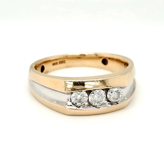 Natural Diamond Men's Classic Band Ring, in White Gold - Pre-owned