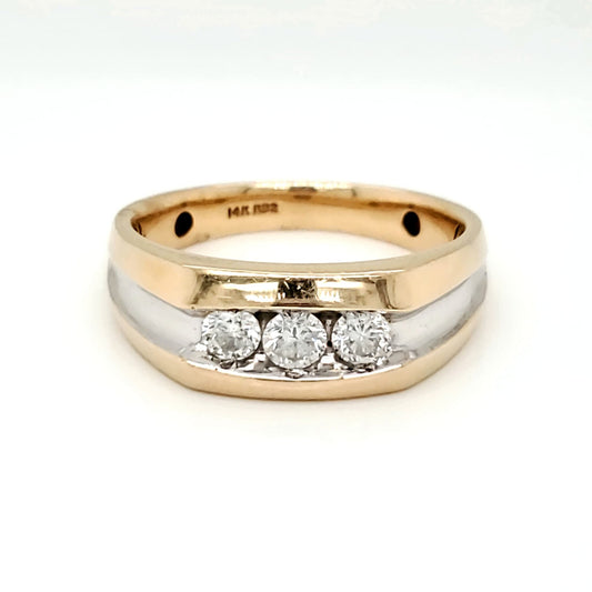 Natural Diamond Men's Classic Band Ring, in White Gold - Pre-owned