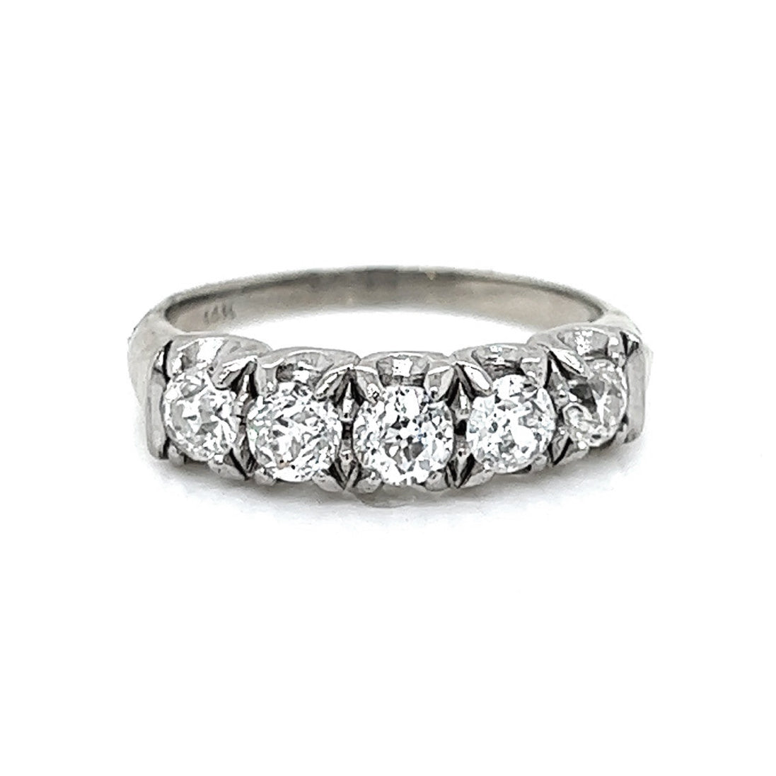 Natural Old European Cut Diamond 5 Stone Ring, in White Gold - Pre-owned