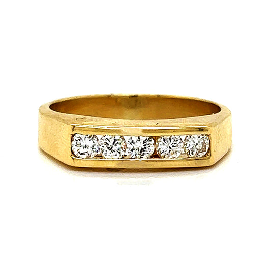 Natural Diamond Men's Band Ring, in Yellow Gold - Pre-owned