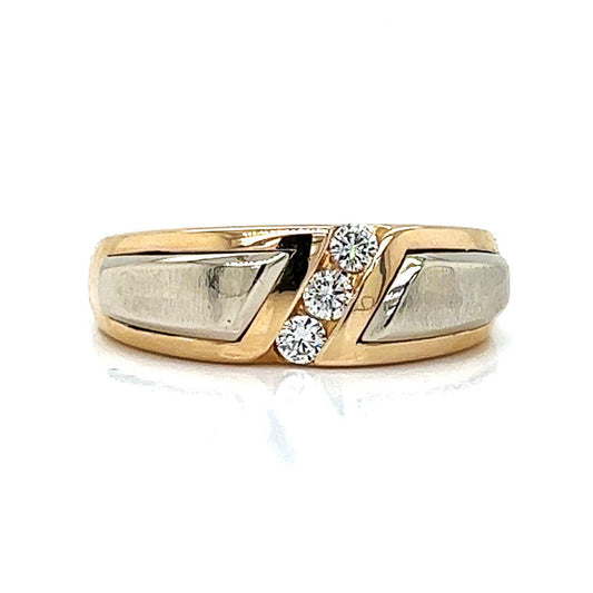 Natural Diamond Men's Band Ring, in Yellow Gold - Pre-owned