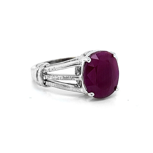 Natural Ruby Solitaire Ring, in White Gold