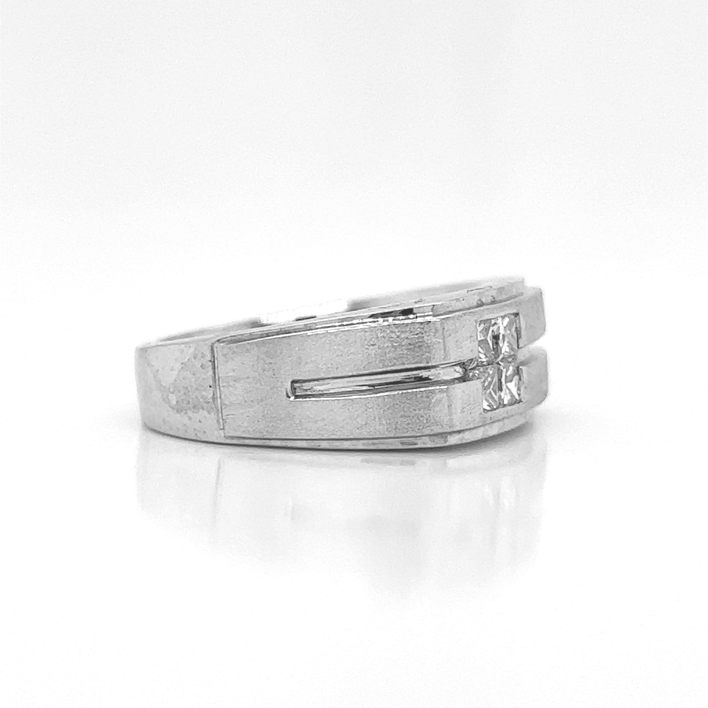 Natural Mined Princess Diamond Mens Band Ring