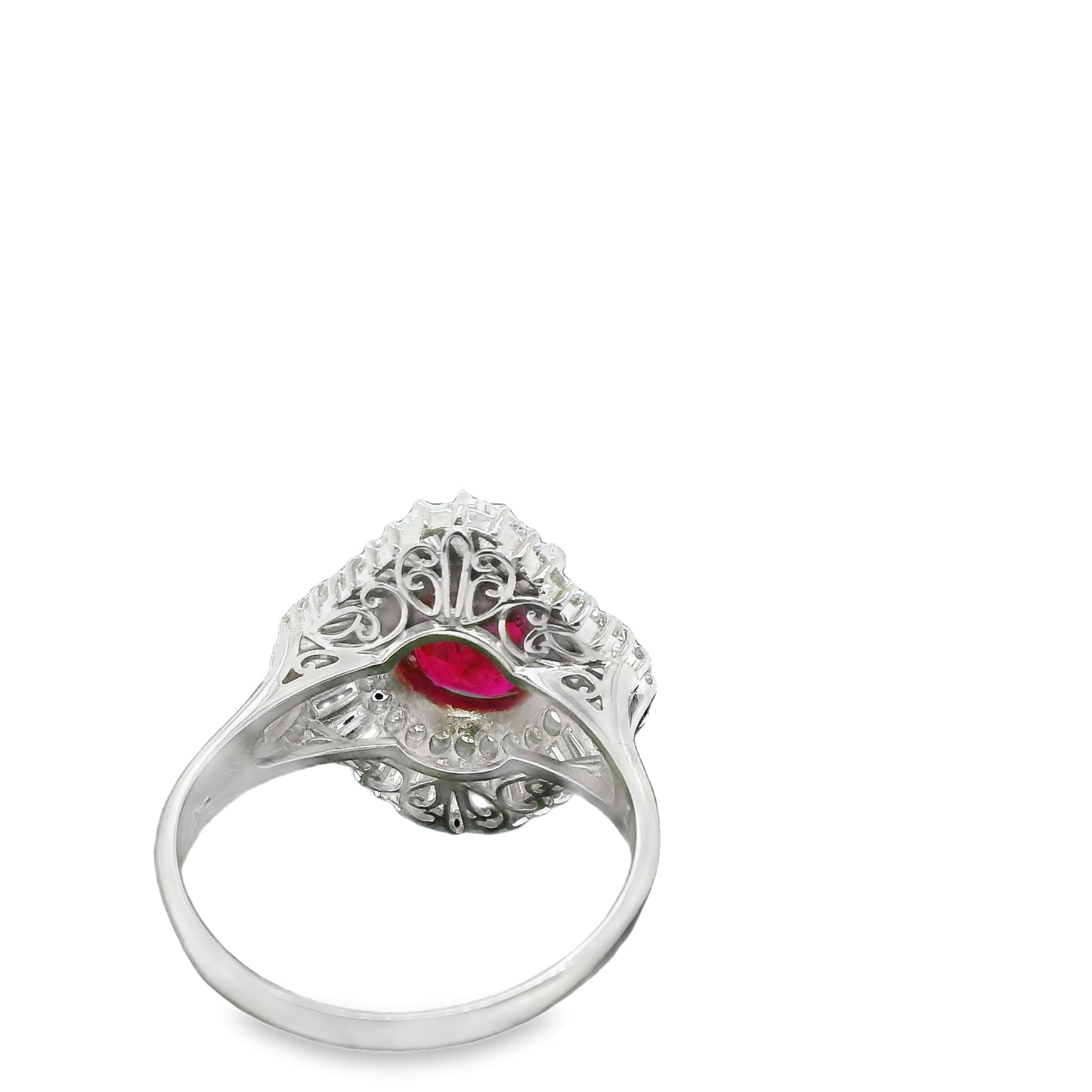 Natural 4.65 ct.t.w. Ruby and Diamond Art Deco Cocktail Platinum Ring - Pre-owned