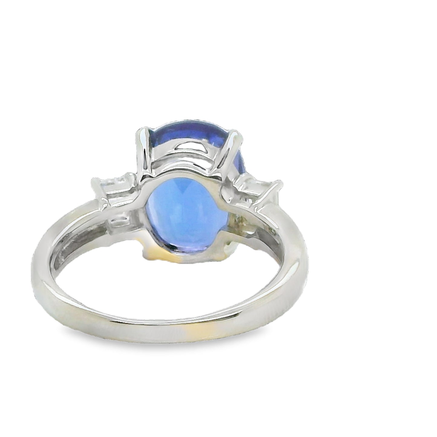 Natural Tanzanite and Diamond 3 Stone Platinum Ring - Pre-owned