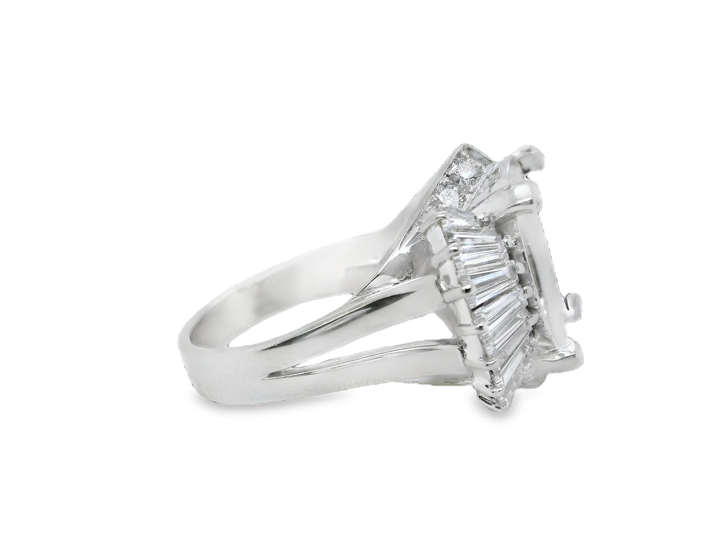 Semi-Mount Fits Oval with Natural Diamond Art Deco Platinum Ring - Pre-owned