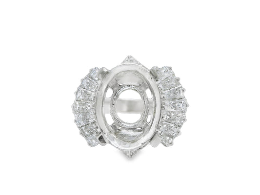 Semi-Mount Fits Oval with Natural Diamond Art Deco Platinum Ring - Pre-owned