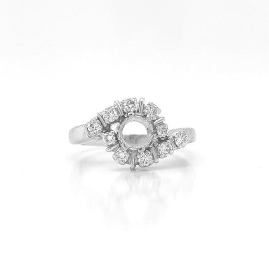 Semi-Mount Fits 5.7 mm with Natural Diamond Bridal Ring, in White Gold - Pre-owned