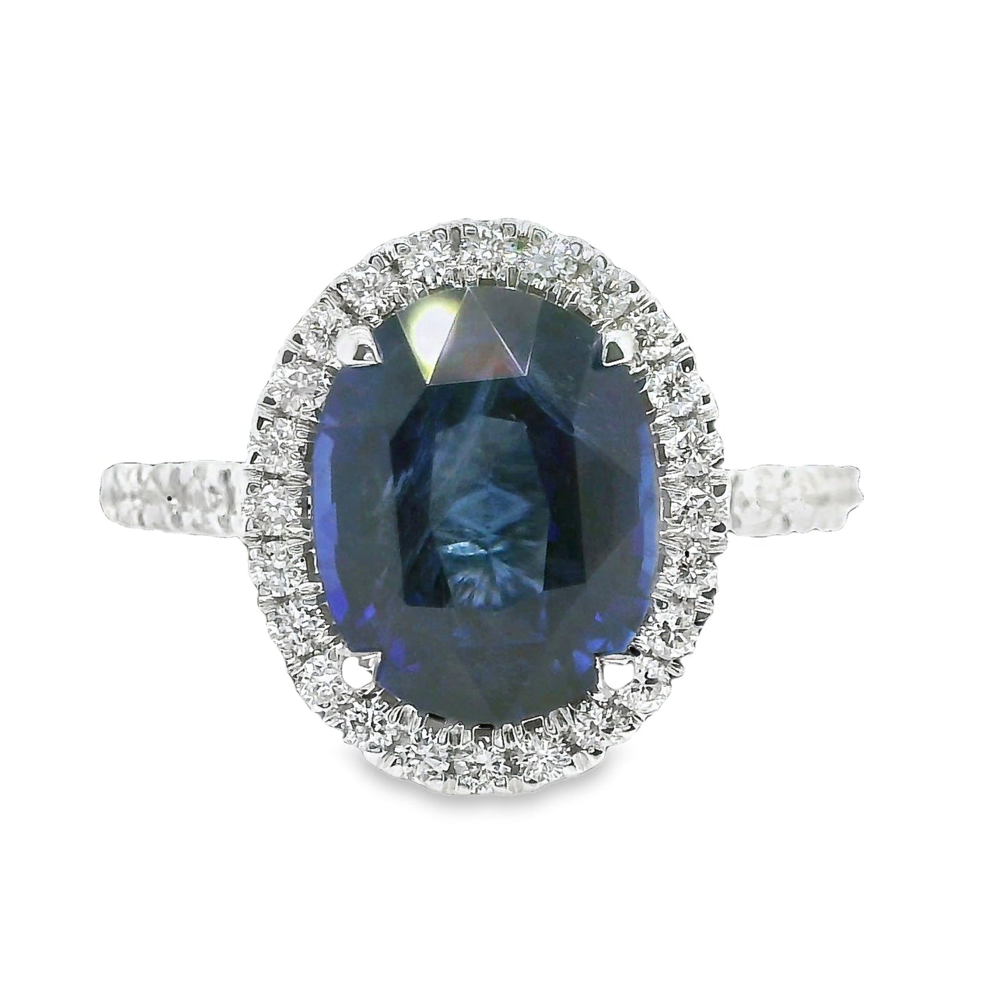 4.43 ct.t.w. Natural Heated Ceylon Sapphire and Diamond Bridal Halo Ring, in White Gold