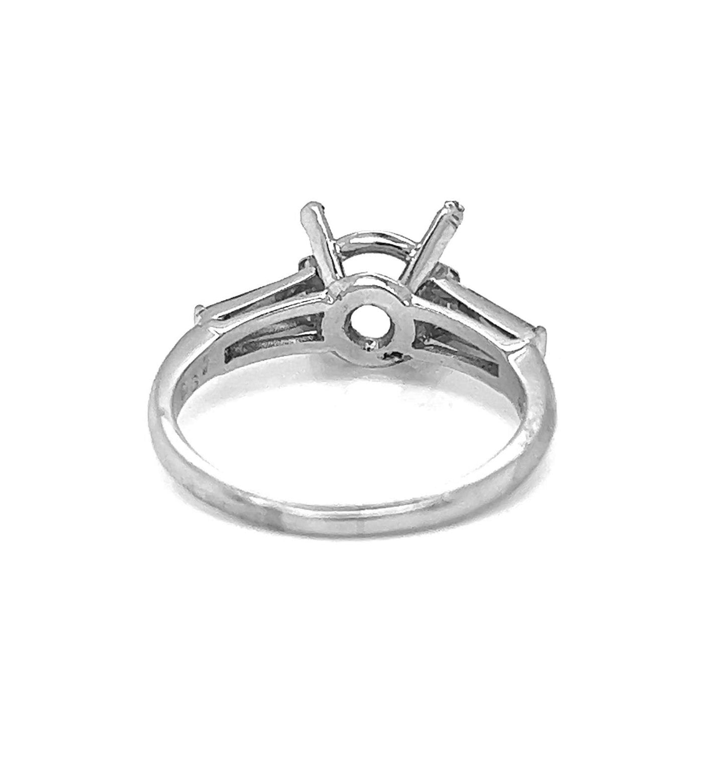 Semi-Mount Fits  8.2 mm with Natural Tapered Baguette Diamond Platinum Ring - Pre-owned