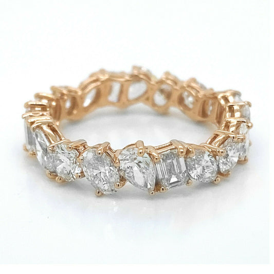 Natural Mined Diamond Cluster Mix Shape Eternity Ring Rose Gold