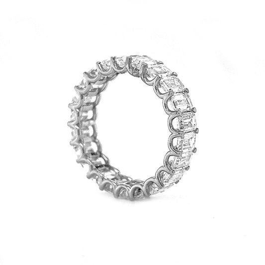 Natural Emerald Cut Diamond Eternity Band White Gold