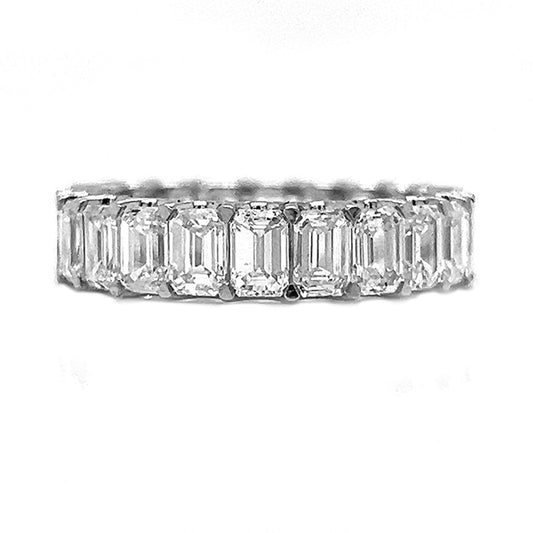 Natural Emerald Cut Diamond Eternity Band White Gold