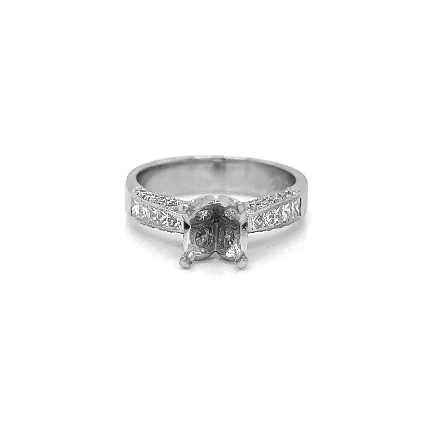 Semi-Mount Fits 7.5-7.8 mm with Natural Round and Marquise Ring, in Platinum