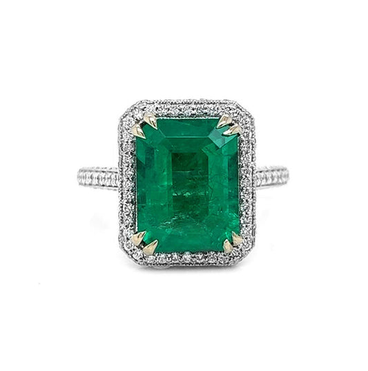 3.73 Carat Emerald Cut Grass Blue Emerald (Non-Certified) IGr I1