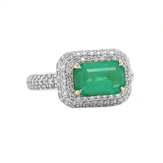 2.75 Carat Emerald Emerald Cut with Natural Mined Diamonds 14KT White Gold Ring