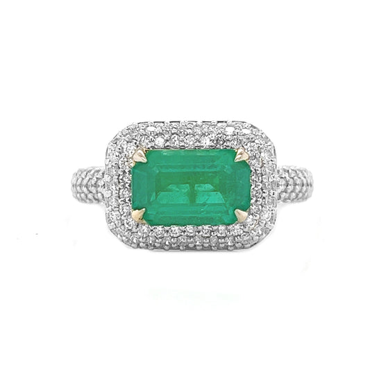 2.75 Carat Emerald Emerald Cut with Natural Mined Diamonds 14KT White Gold Ring