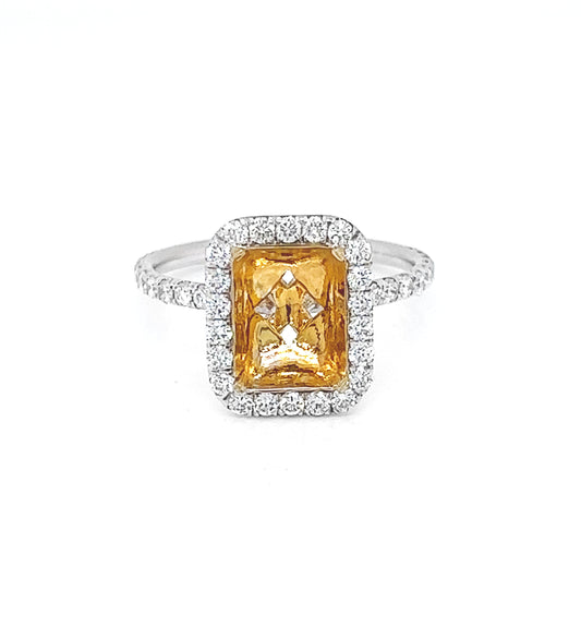 Semi-Mount Fits 8.7 X 6.6 mm with Natural Diamond Halo Ring, in White Gold