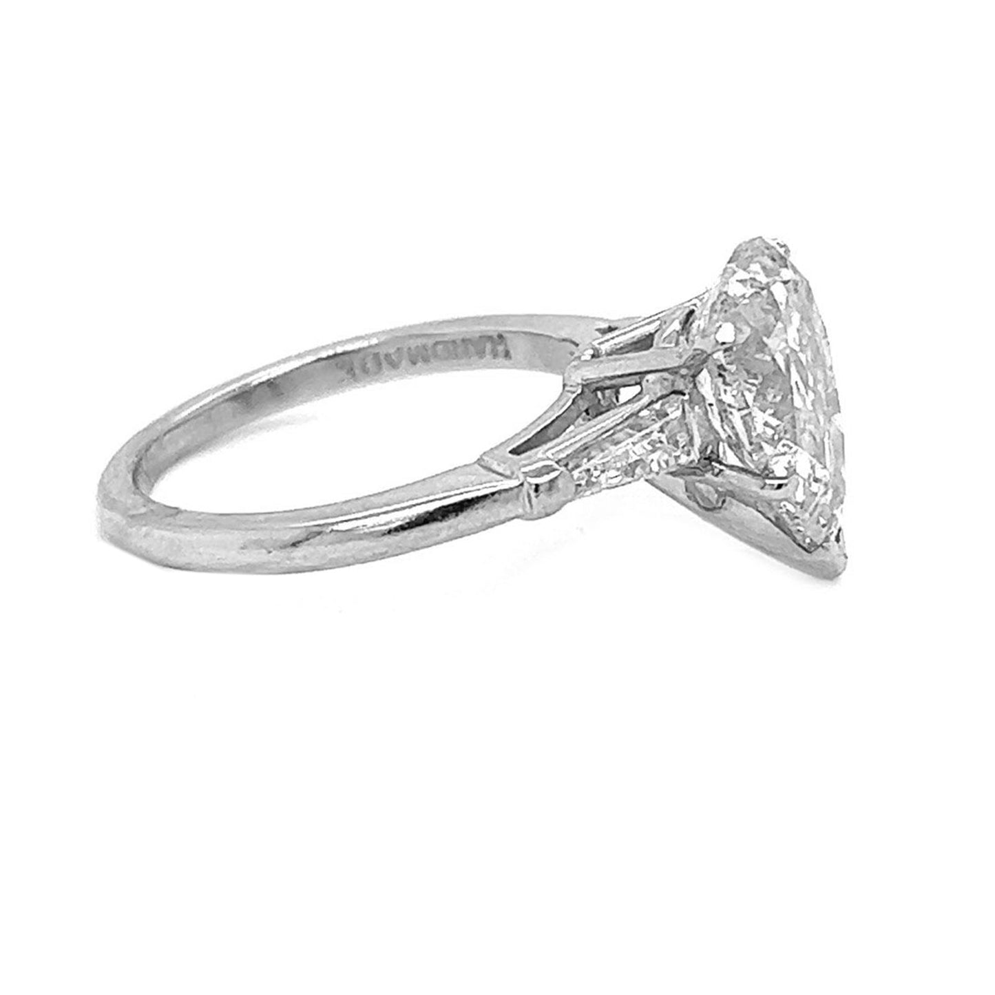 Natural Pear Cut Diamond 3 Stone Platinum Ring - Pre-owned