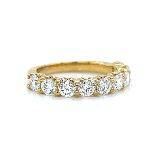 Natural Round Cut Diamond Half Band Ring, in Yellow Gold