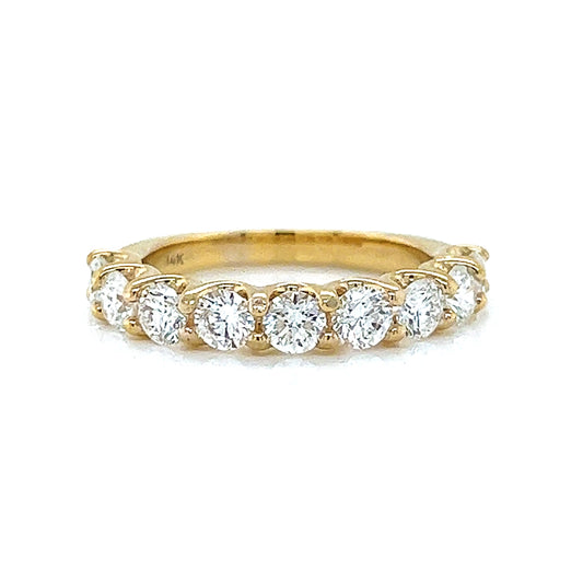 Natural Round Cut Diamond Half Band Ring, in Yellow Gold