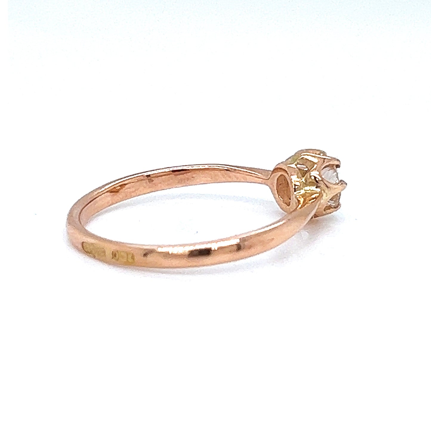 Natural Old Euro Solitaire Art Deco Ring, in Rose Gold - Pre-owned