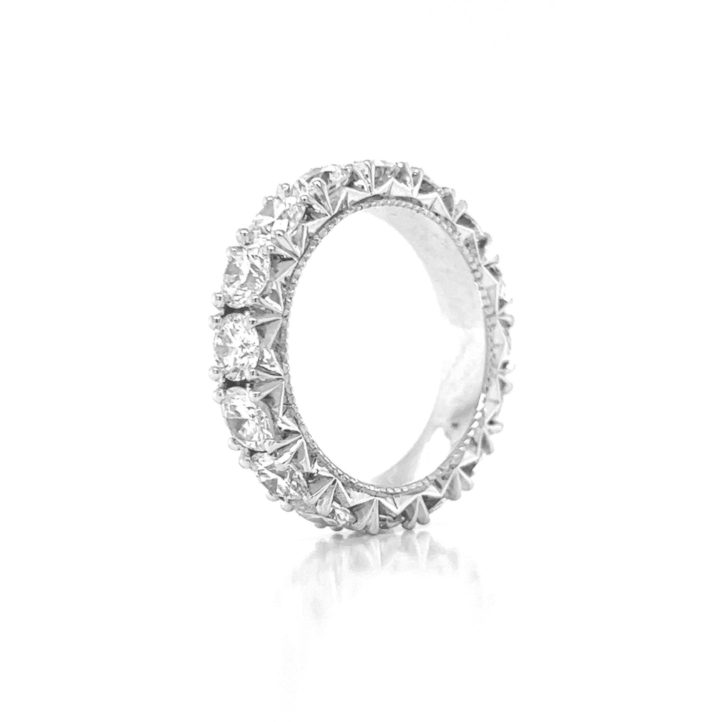 Natural Round Diamond Art Deco French Pave Eternity Ring