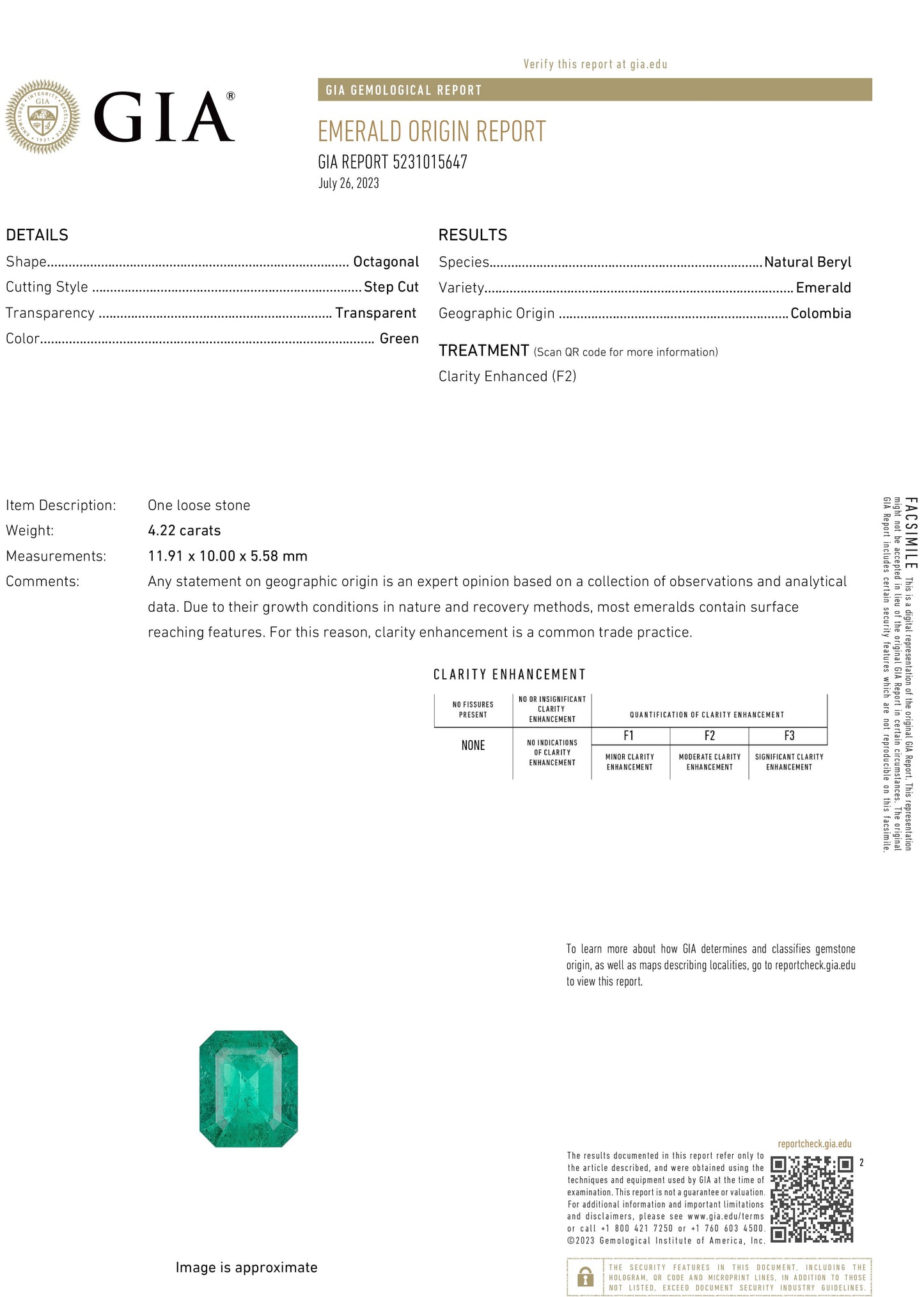 Natural Colombian Green Emerald and Trapezoid Cut Diamond 3 Stone Ring, in White Gold