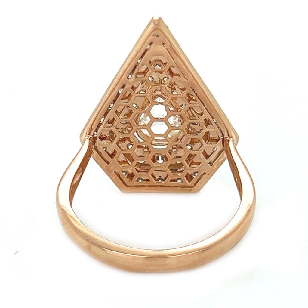 Natural Rose Cut Diamond Halo Cocktail Ring, in Rose Gold