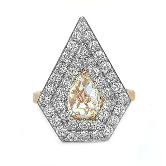 Natural Rose Cut Diamond Halo Cocktail Ring, in Rose Gold