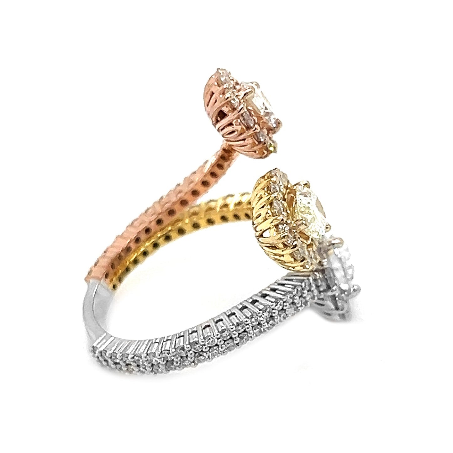 Natural Pear-Shaped Diamonds Bypass Cocktail Ring, in White Gold