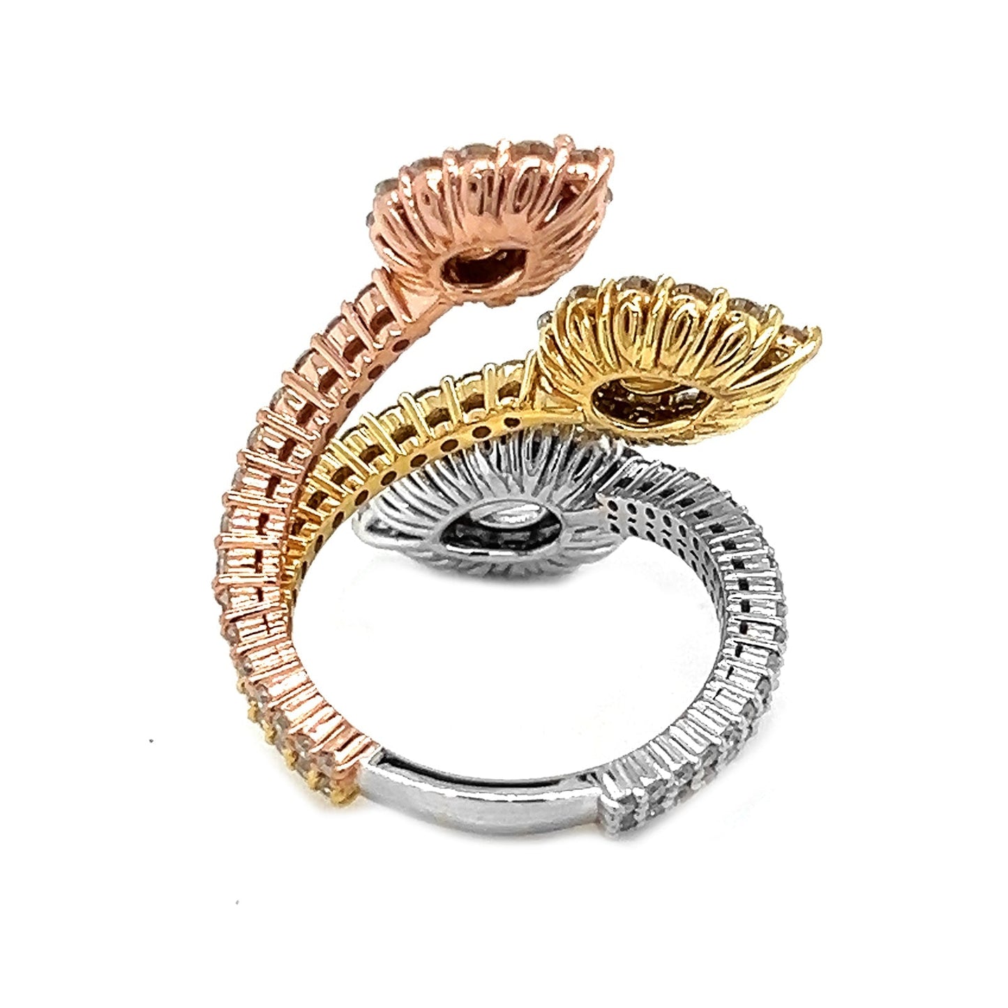 Natural Pear-Shaped Diamonds Bypass Cocktail Ring, in White Gold