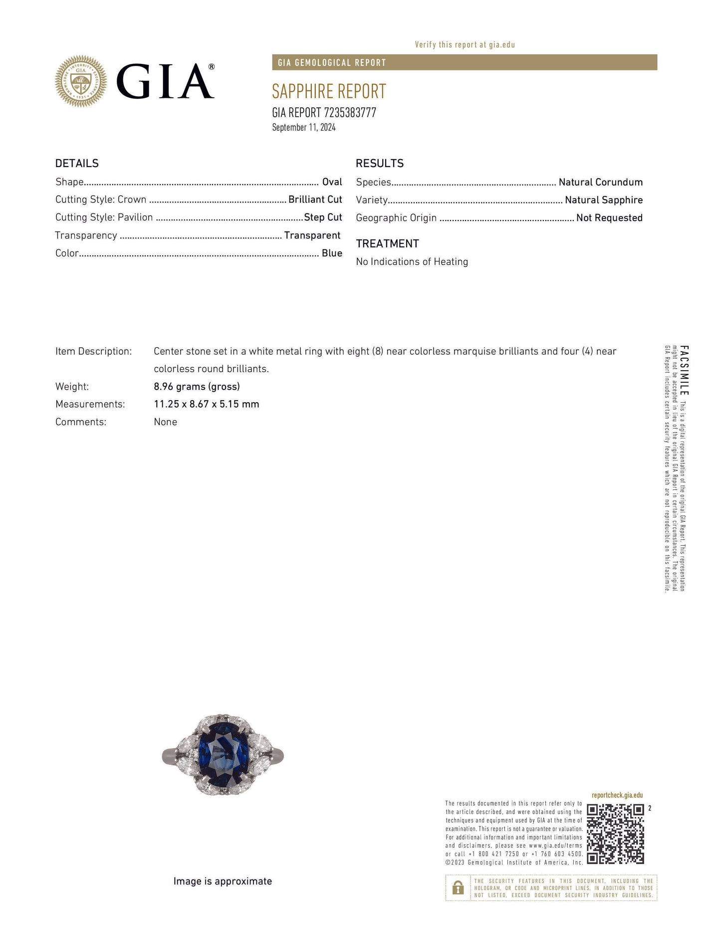Natural Mined Blue Sapphire and Diamond Halo Cocktail Ring Platinum GIA