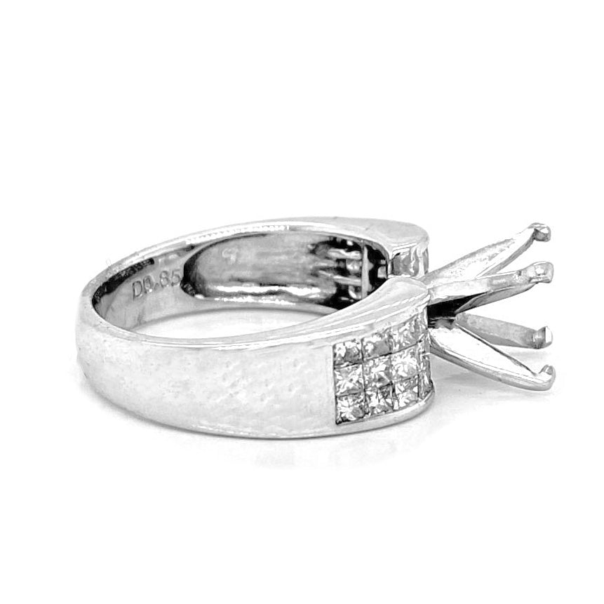 Semi-Mount Fits 5.5–7 mm with Natural Princess Cut Diamond Ring, in White Gold - Pre-owned