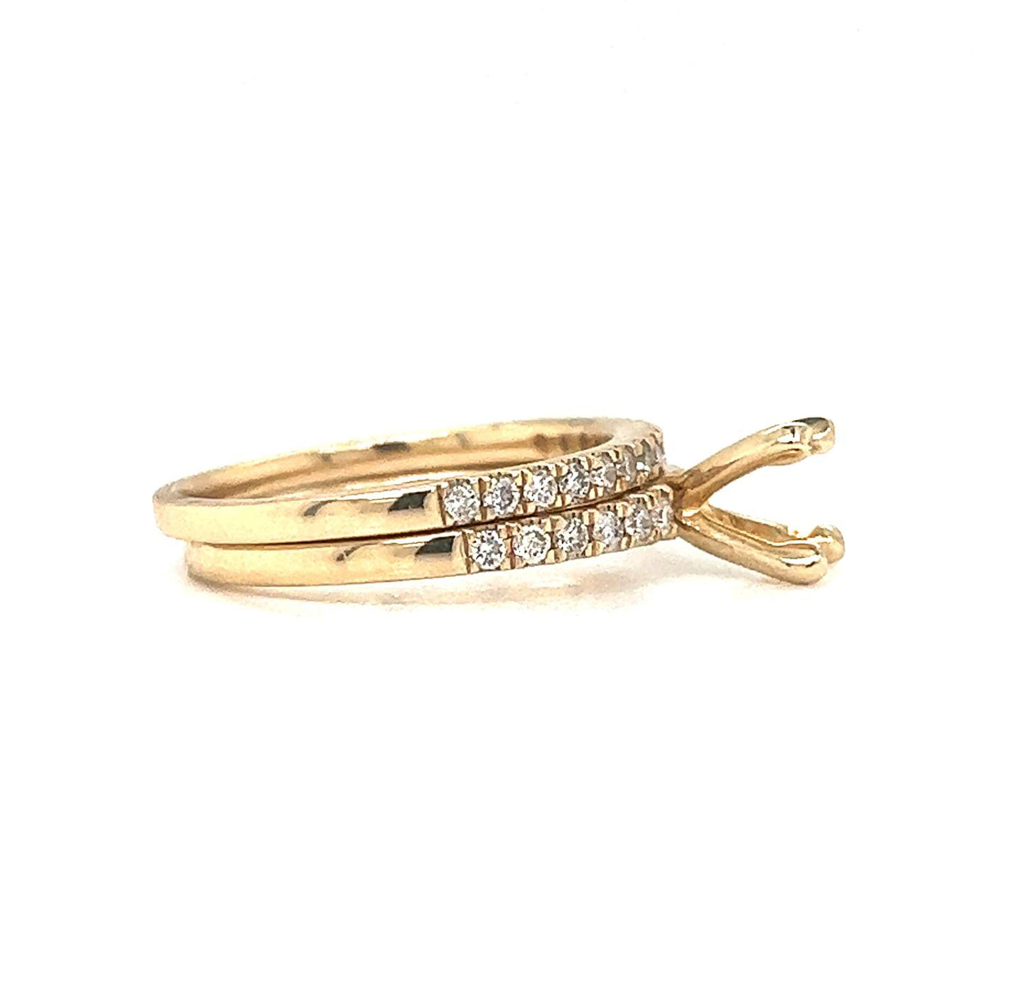 Semi-Mount Fits 5.5–7 mm with Natural Diamond Ring, in Yellow Gold
