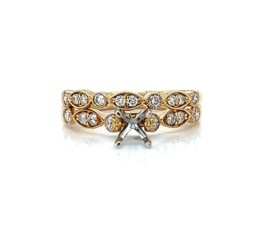 Semi-Mount Fits: 5.5–7 mm with Natural Round Diamond Ring, in Yellow Gold