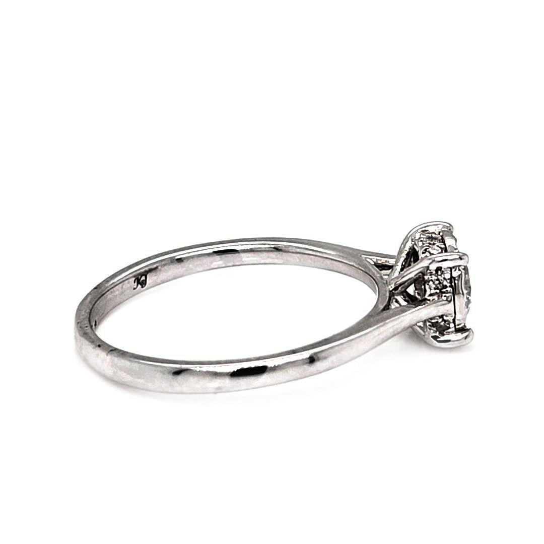 Natural Round Diamond Solitaire Illusion Ring, in White Gold