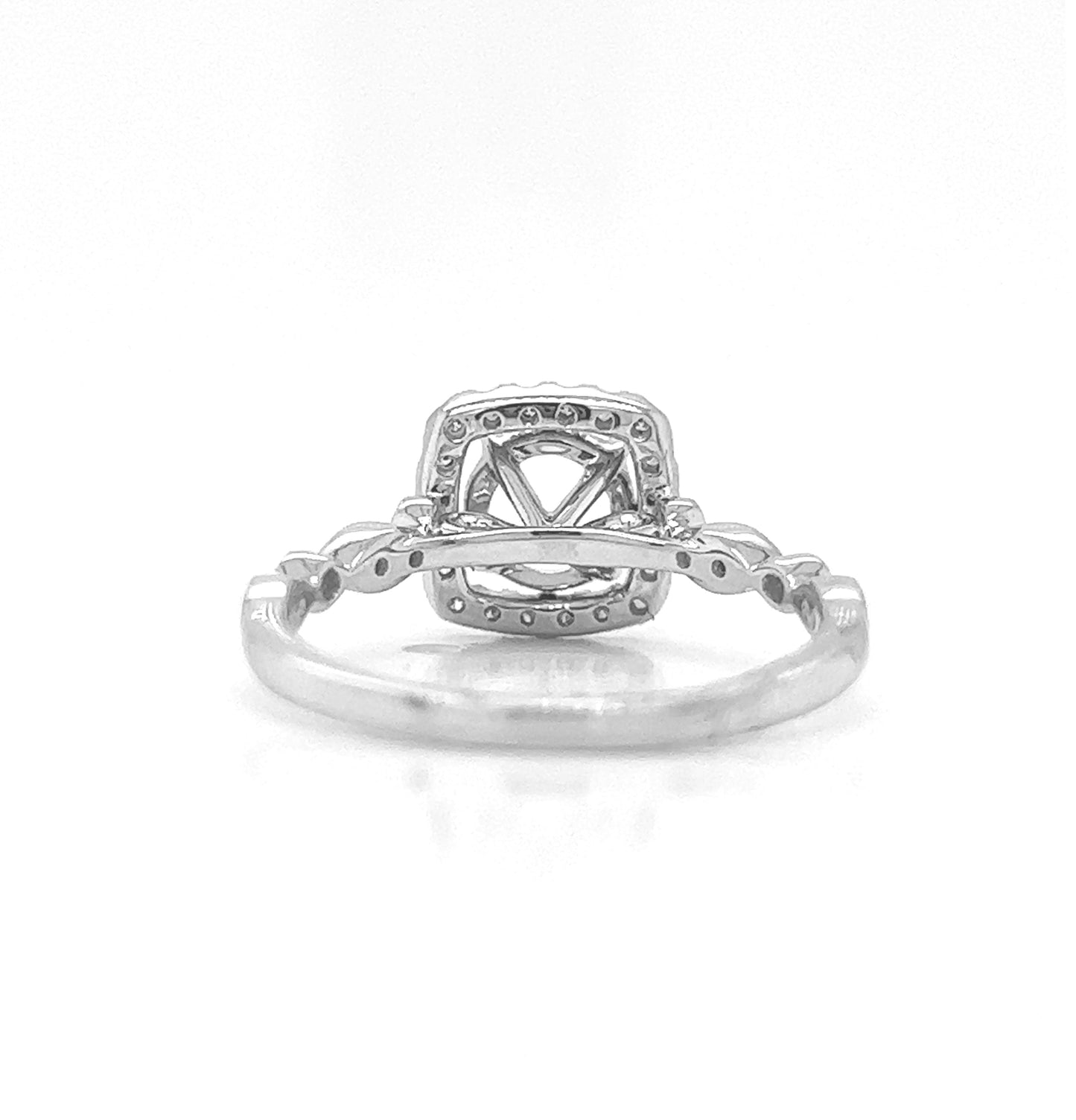 Semi-Mount Fits 6.5 mm with Natural Round Diamond Halo Ring, in White Gold