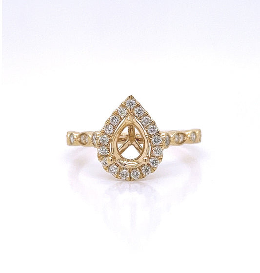 Semi-Mount Fits: 5.7 mm with Natural Round Diamond Halo Bridal Band Ring, in Yellow Gold