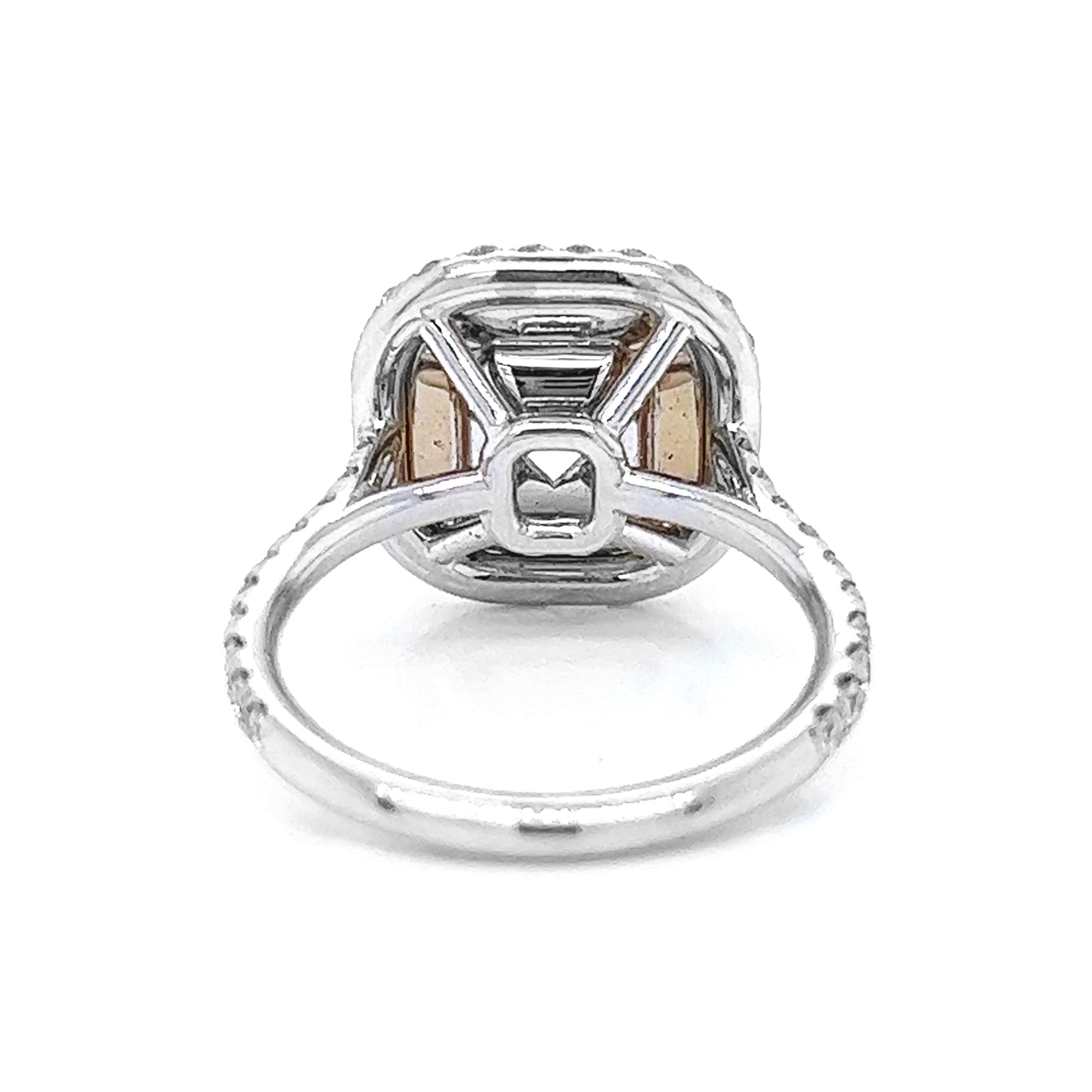 Semi-Mount Fits 7.0mm  with Natural Diamond Double Halo Bridal Ring, in White Gold