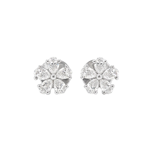 Pair of diamond stud earrings on a white background